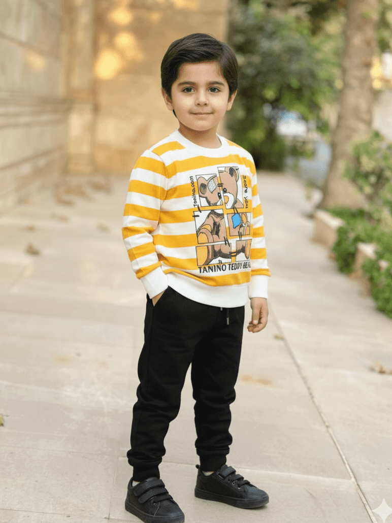 بلوز شلوار بچه‌گانه طرح تدی | لباس راحت و نخی کودک ۱ تا ۵ سال