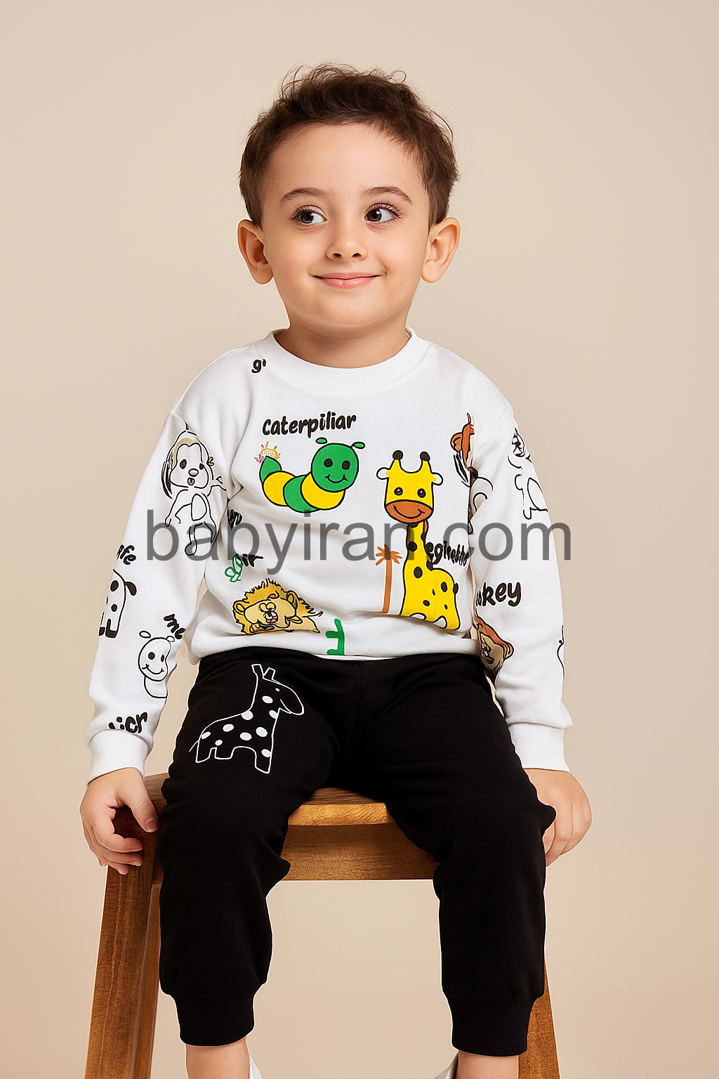 ست پیراهن شلوار بچه گانه طرح حیوانات کیوت