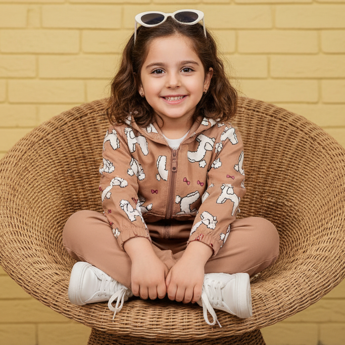 خرید ست سویشرت و شلوار 3 تکه دخترانه لاما مناسب 2 تا 6 سال مناسب پاییز و زمستان