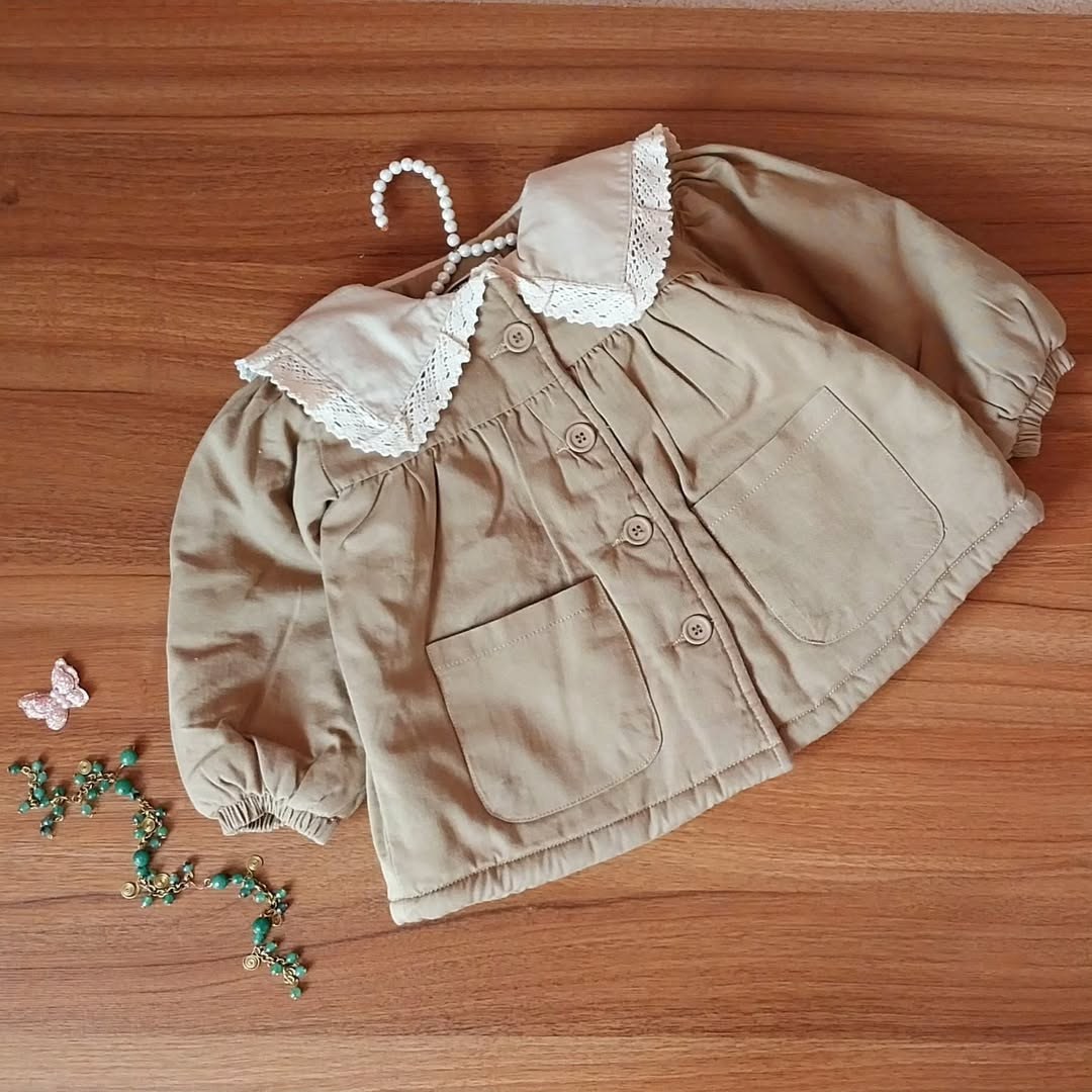 پالتو دخترانه خز یقه گلدوزی سایز ۱ تا ۶ سال