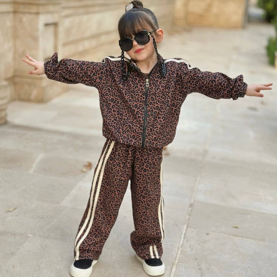 ست سوییشرت شلوار پلنگی مناسب 2 تا 6 سال